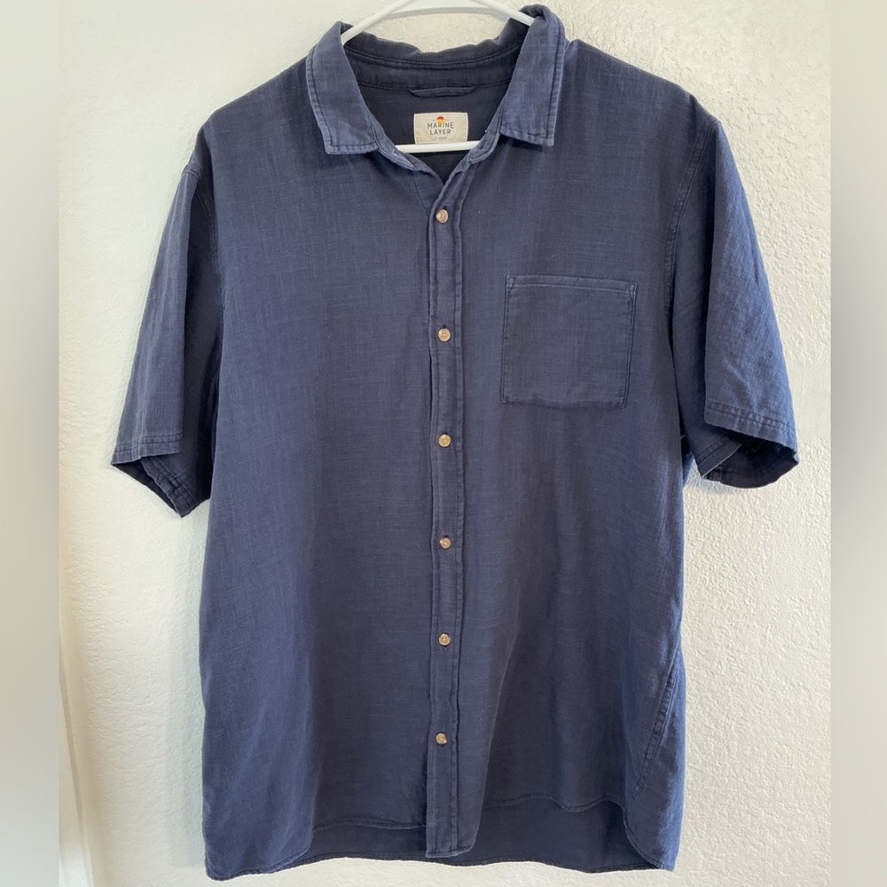 Marine Layer Blue Relaxed Fit Casual Shirt
